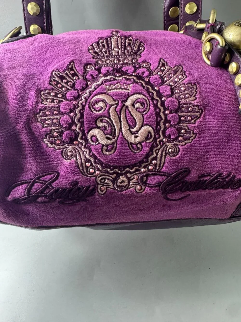 Vintage Juicy Couture Y2K Purple Velvet Shoulder Bag